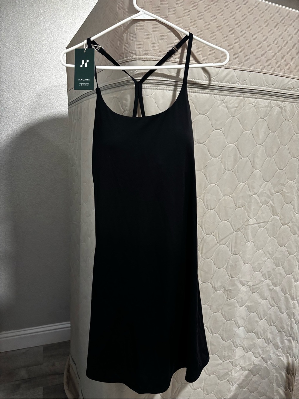HALARA Black Mini Dress with Strappy Back